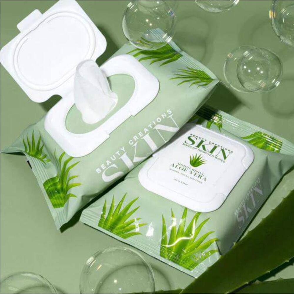 Beauty Creations SKIN Aloe Vera Moisturizing Makeup Remover Wipes NEW